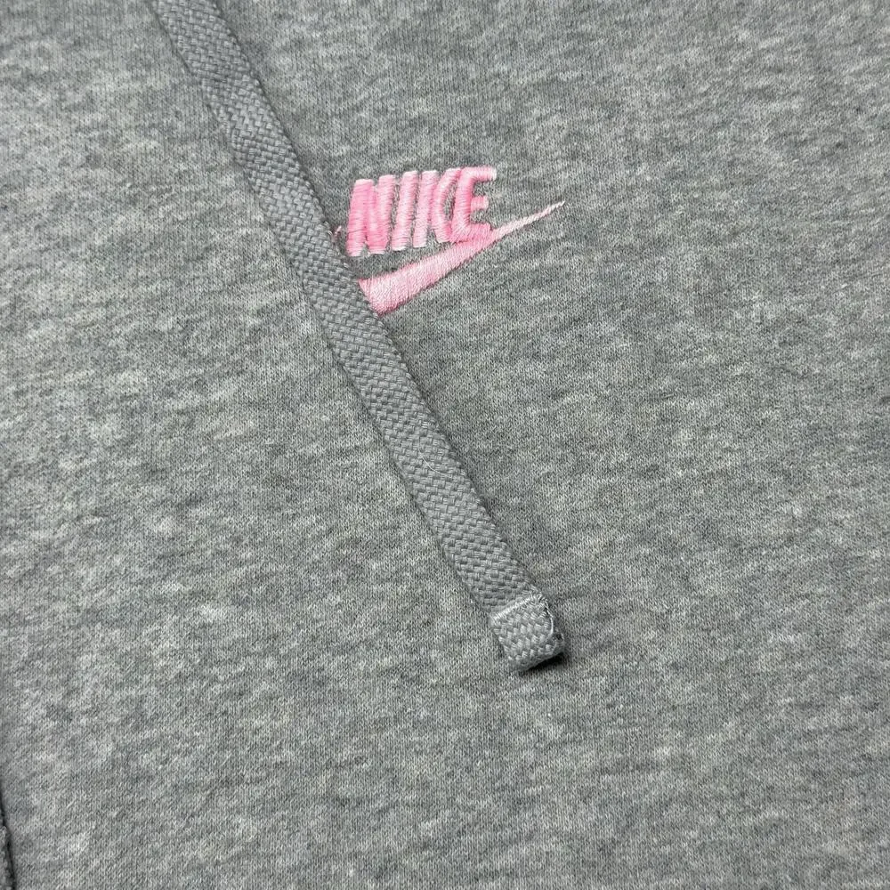 Nike Hoodie Womens Small Gray Fleece Pullover Kiss Lips Graphic Valentine Love